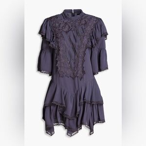 Isabel Marant Lima Ruffled Embroidered Crepe Dress NWT